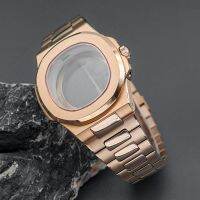 เคสนาฬิกา Nautilus รูปกุหลาบร้อน G-G Seiko NH36 7S26การเคลื่อนไหว PT5000 316L สแตนเลสสายนาฬิกาแซฟไฟร์แก้วคริสตัล20ATM