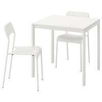 [สอบถามสต๊อคก่อนสั่งซื้อนะคะ!] IKEA MELLTORP เมลทอร์ป / ADDE อ็อดเด ชุดโต๊ะและเก้าอี้ 2 ตัว, ขาว/ขาว, 75x75 ซม. อิเกีย ของแท้100%