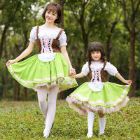 หญิงสาวแต่งตัวเบียร์เทศกาล Dirndl เสื้อเครื่องแต่งกาย O Ktoberfest ครอบครัวเสื้อผ้าอัลไพน์แบบดั้งเดิมบาวาเรียคอสเพลย์