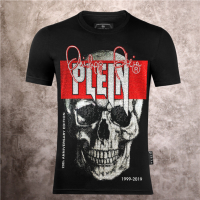 Philipp Plein เสื้อยืดแฟชั่นแขนสั้นสำหรับผู้ชายเสื้อลำลองแฟชั่นแบรนด์