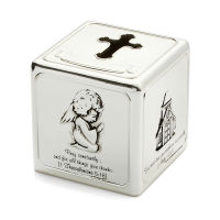 Silver Plated Money Box Gift And Favor For Baptism Ablution Christening First Holy Communion Kids Birthday Baby Shower Keepsake