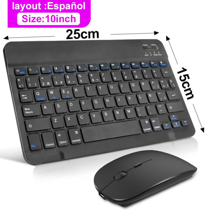 2021Wireless Keyboard and Mouse Mini Rechargeable Spainish Bluetooth Keyboard With Mouse Russian Keyboard For PC Tablet Phone