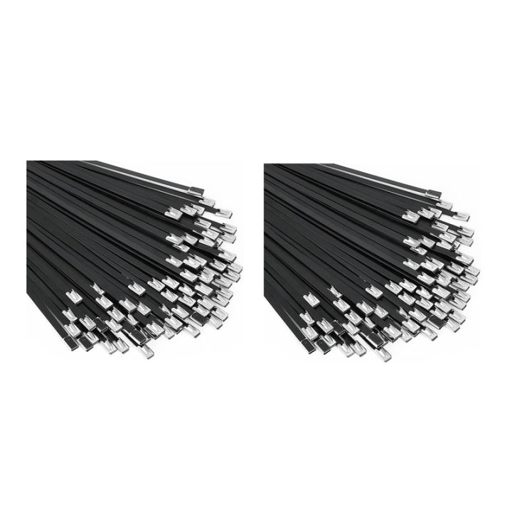 Metal Zip Ties Black 200Pcs 11.8 Inch 304 Stainless Steel Epoxy Coated ...