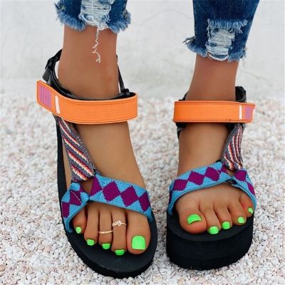 ขายดีที่สุด ioztt2023 - /⊕ MIAOGUAN Female Sandals Mixed Color Platform Sandalias Femininas Rome Leisure Shoes Chaussures