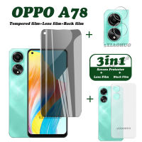 OPPO A78 แก้วฟิล์มกระจก พร้อม Privacy ป้องกันการสอดแนม OPPO A78 ปกป้องหน้าจอ + ฟิล์มเลนส์ + ฟิล์มด้านหลัง