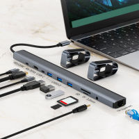 USB C Hub Dongle หูฟังการเชื่อมต่อลำโพง Sdtf Card Reader 10-In-1 Multiport 100W PD รองรับ HDMI 4K สำหรับ