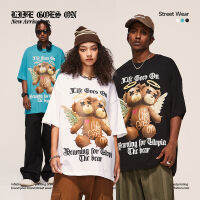 เสื้อยืดแขนสั้นลายหมีนางฟ้า3D 2023แบรนด์เนมผ้าฝ้ายแบบหลวมแขนสั้นสำหรับฤดูร้อน