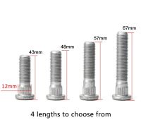 10/20pcs Spline diamet 12mm-M12x1.5/M12x1.25 Car Wheels Lug Bolts Wheel Lug Lengthen screw For Honda  Accord Suzuki  Swift Jimny Nails  Screws Fastene