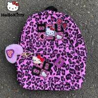 HOT★Sanrio Hello Kitty กระเป๋าผู้หญิง, กระเป๋ากระเป๋าสะพายไหล่ Y2k สวยงามกระเป๋านักเรียนสไตล์เกาหลีสำหรับวัยรุ่นกระเป๋าเป้พังค์