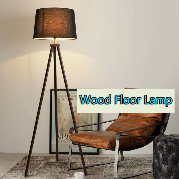 LED Floor Lamp Living Room Floor Lamp Wood Triangle Support Floor Light