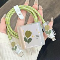 Untuk Apple Iphone 18W/20W casing pengisi daya adaptor pelindung kabel Data cangkang Kepala pengisi daya Set lengan transparan kabel kartun lucu