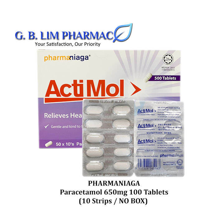 Pharmaniaga Actimol Paracetamol 650mg Tabs 100 Tablets (EXP: 30-OCT ...