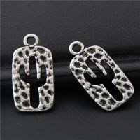 30pcs  Silver Color Hollow Rectangle Cactus Charms Desert Plant Pendant  Finding Jewelry Handmade Accessories 23x12mm A3062 DIY accessories and others