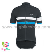 เสื้อจักรยานแขนสั้นทีม Rapha 16 (12) สีดำหน้าอกแถบขาวน้ำเงิน