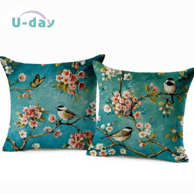【CW】♦  birds cushion Car decorative pillows butterfly almofada /coussin / linen Cojines decoration pillowcase CH5D04