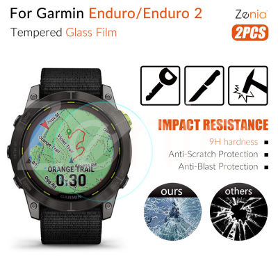 Zenia 2Pcs ฟิล์มกันรอยแบบเต็มหน้าจอสำหรับ Garmin Enduro 2 Enduro2 HD 9H 2.5D กระจกนิรภัยป้องกันการระเบิด Anti Scratch ฟิล์มอุปกรณ์เสริมเปลี่ยน