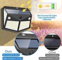 □ Solar Lamp LED Outdoor IP65 Waterproof 118led Lights 3 Working Mode Motion Sensor Wall Lamps Yard Garden Light