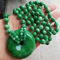 ของแท้ธรรมชาติพม่ามรกตหยกโดนัทจี้ผู้หญิงผู้ชายจริง Jadeite สร้อยคอเสน่ห์ Jades หินพระเครื่องประดับเครื่องประดับ