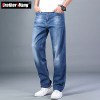 6 Colors Spring Summer Mens Thin Straight-leg Loose Jeans Classic Style Advanced Stretch Baggy Pants Male Plus Size 40 42 44