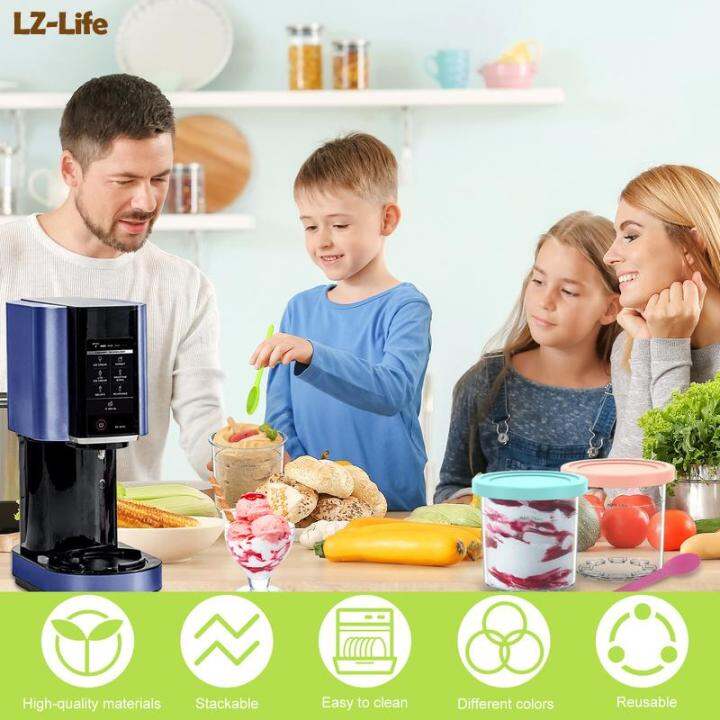 4Pcs Ice Cream Pints Container Compatible with NC301/NC300 Stackable