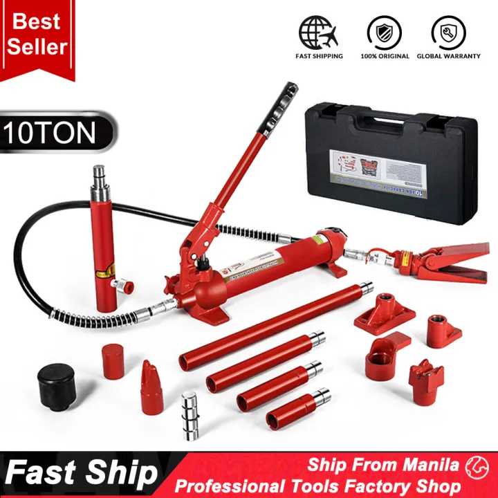 【Ready Stock】10 Ton Portable Hydraulic Ram Auto Body Frame Repair Kit
