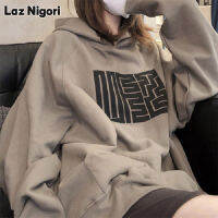 Laz Nigori ผู้หญิง Retro Fleece Sweatshirt ใหม่สไตล์เกาหลีนักเรียนพิมพ์ Hoodie หลวม Jacket