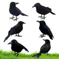 Black Feathered Crow 6Pcs Vivid Black Crows with Bendable Wires Seasonal Decors for Coffee Table Tree Shrubbery Walls Window Sill Fireplace pleasure