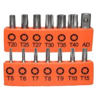 14pcs/Set 25mm Torx Screwdriver Bits With Hole T5-T40 1/4 Inch Hex Shank Electric Screw Driver Star Bit Set Drills  Drivers