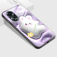 เคส Hp A58 OPPO 4G สำหรับ A584g Oppo กระต่ายสามมิติหรูหราเปลือกนิ่มเคสกันกระแทกกระจกเทมเปอร์เรียบเคสโทรศัพท์