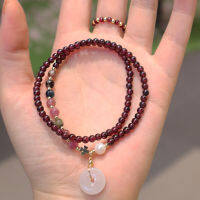 T-B ธรรมชาติ Garnet สร้อยข้อมือผู้หญิงความปลอดภัย Clasp สร้อยข้อมือสร้อยข้อมือทัวร์มาลีนสีชมพูผู้หญิงเครื่องประดับข้อมือ