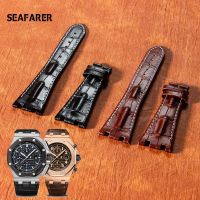 Watch accessories bone grain Genuine leather strap folding buckle for AP 15703 26470 Royal Oak offshore 28mm men 39;s strap