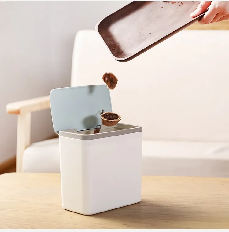 Square Mini Bucket Small Waste Bin Desktop Garbage Basket Home Table  Plastic Office Supplies Trash Can Dustbin Sundries Barrel