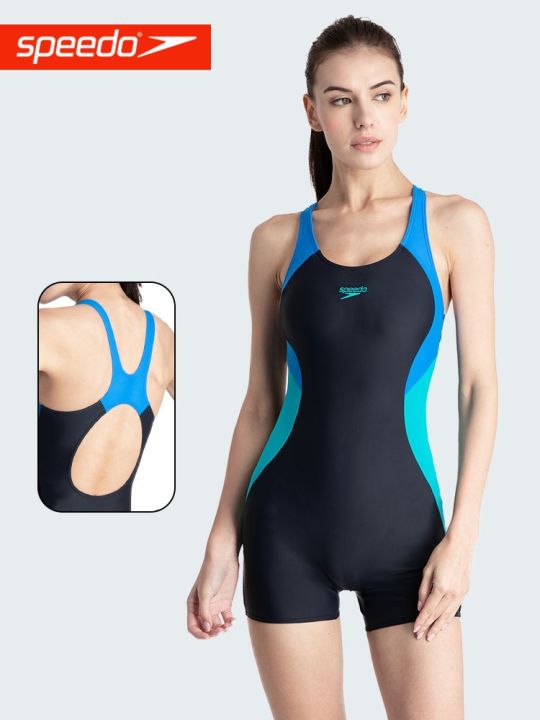 swimming-gear-speedo-speedo-swimsuit-womens-slim-conservative-classic-solid-color-professional-anti-chlorine-quick-drying-one-piece-boxer-swimsuit