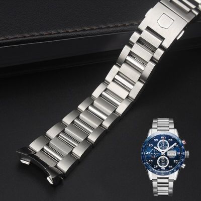 สายนาฬิกาข้อมือสแตนเลสสตีลสายนาฬิกาข้อมือสำหรับผู้ชาย22มม. สำหรับสายนาฬิกา Heuer Calera Series Watch Accessories Band Solid Steel Watchchain CarterFa