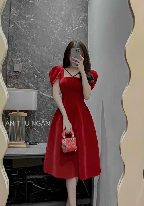 Đầm cổ yếm Rita Dress tay phồng dáng xòe KD029