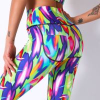 【CC】✗  Womens Gym Waist Seamless Leggings Push Up Printed Pattern Pants Elastic Trousers Tights