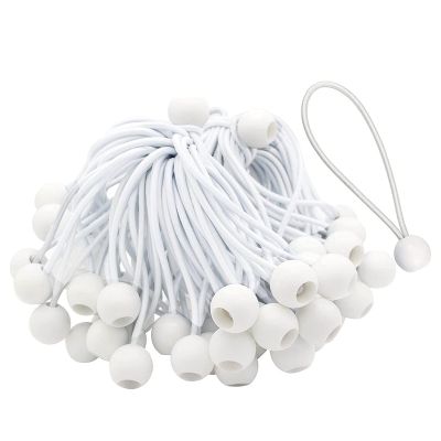 200 Pcs Bungee Cord with Balls Elastic Ties Bungee Toggles Ties for Marquees,Tents Banners,Flag Poles,Tarp (White)