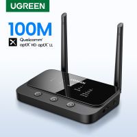 UGREEN 100เมตรระยะยาวบลูทูธ5.0รับส่งสัญญาณ AptX LL AptX HD อะแดปเตอร์เสียงไร้สายเสียง Dongle สำหรับทีวีบ้านสเตอริโอ