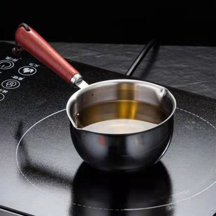 jiang-หม้อน้ำมันสแตนเลสมีด้ามจับไม้ขนาด120มล-200มล-หม้อต้มนมขนาดเล็กกันไฟลวกเครื่องมือในครัวอุปกรณ์ทำอาหาร