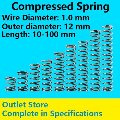 【Worth-Buy】 โรเตอร์สปริงอัดสปริงรับแรงดันทนทานประกันคุณภาพเส้นผ่าศูนย์กลาง1.0มม. เส้นผ่านศูนย์กลางภายนอก12มม. ยาว10มม.-50มม.