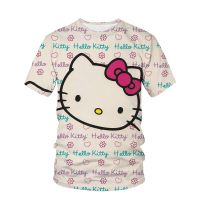 3d Hello Kitty Impression Womens Summer 2021 Short Sleeve Or Casual Loose Neck Street Top