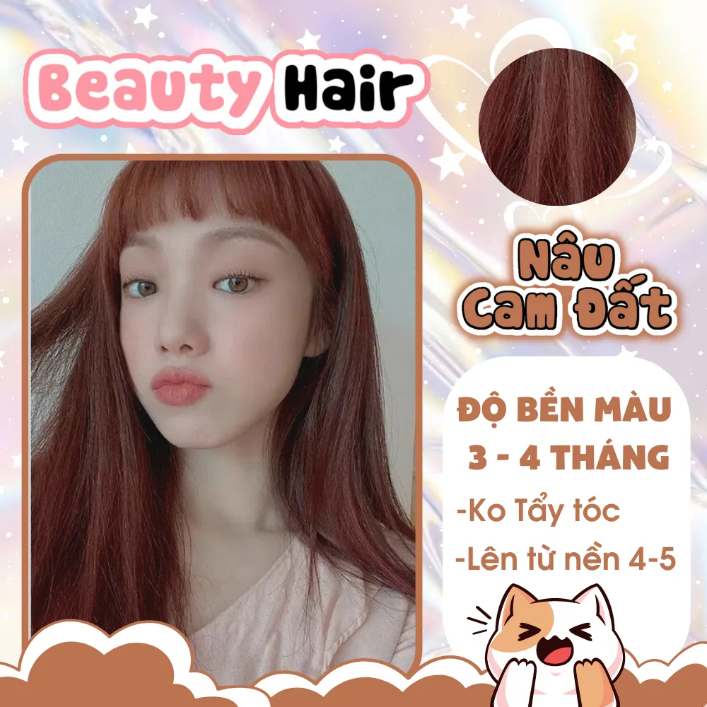 Mơ ước mái tóc màu nâu cam đất nhưng lại sợ ảnh hưởng tới chất lượng tóc? Đừng lo lắng, sự trợ giúp của thuốc nhuộm tóc tại nhà đang đến để giúp bạn! Với màu nâu cam đất đang là xu hướng, bạn sẽ không bao giờ muốn bỏ lỡ sản phẩm này. Không tẩy tóc mà vẫn đẹp ngỡ ngàng, bạn còn chần chừ gì nữa?