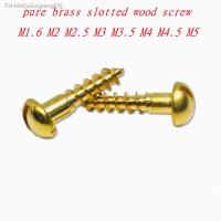 ►๑ 10-20Pcs M2 M3 M4 M4 M5 M6 Solid Brass Round Head Wood Screws Slotted Drive Self Tapping Wood Screws Fully Threaded Fastener