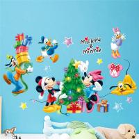 Cartoon Mickey Minnie Wall Stickers For Kids Rooms Christmas Decor Gift Children Bedroom Living Room Wall Decal Art Poster Mural Wall Stickers  Decals