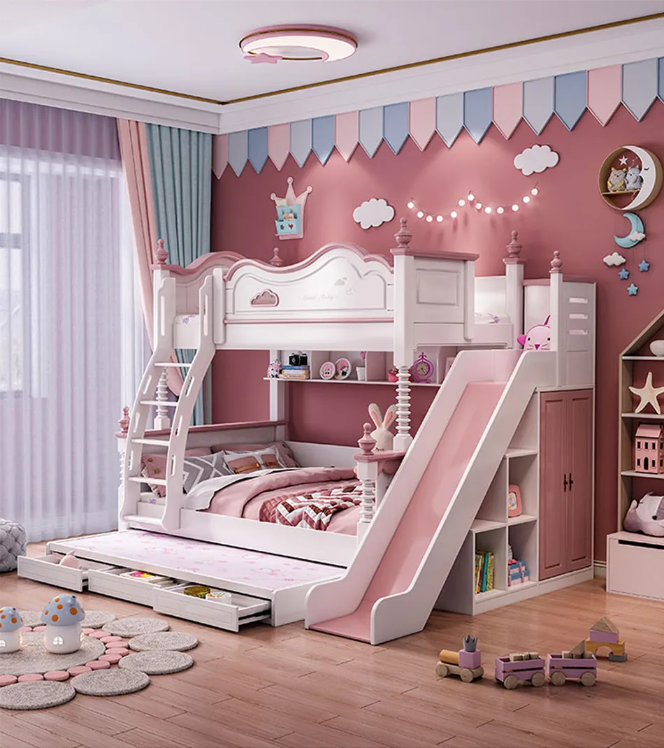 Luxury Children Loft Bed Boys Modern Wooden Combined Bunk Bed For Girls  Kids Room Furniture Bunk Bed Slide | Lazada Ph