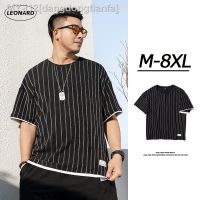 CODHaley Childe M-8XL Black Vertical Stripes T Shirt Men Short Sleeve Oversized Tee Casual Loose Round Neck Plus Size Top