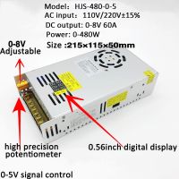 New/2022 Originalﺴ  Double Digital Display 0 5V 60A 480W 0 8V Adjustable Switching Power Supply HJS 480 0 5 DC voltage regulator Transformer HJS-480-0-5