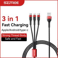 SZTREE 3 In 1 Kabel Pengisi Daya Untuk Type-C Ponsel Usb Satu Menyeret Tiga Kabel Data 1.2M