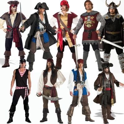 Masquerade Halloween costume cos Captain Jack costume adult male pirate costume Pirates of the Caribbean costume