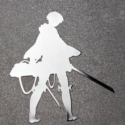 Large Attack on Titan Levi Anime Sticker Phone Laptop Stikers Car Motorcycle DIY 3D Metal Stickers toys for children